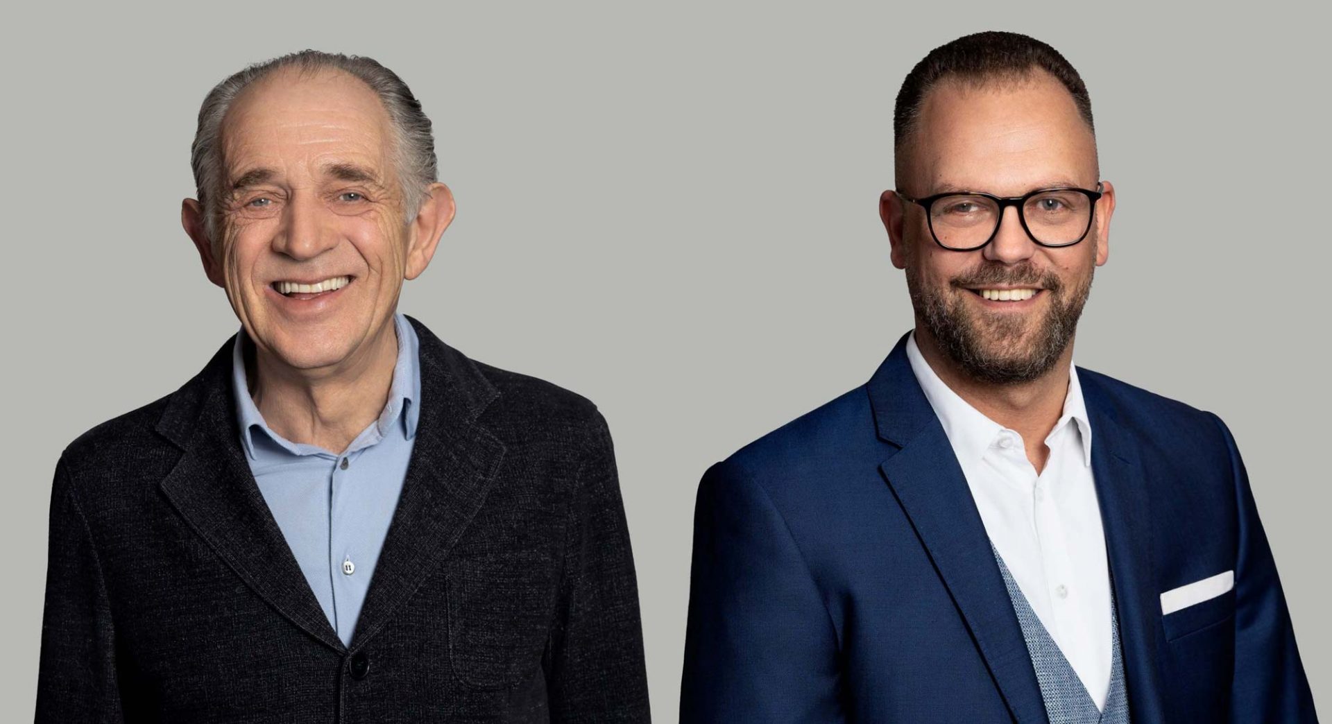 Portraits of AMR's founder Ulrich Buchholz and current Managing director Herbert Hoeckel