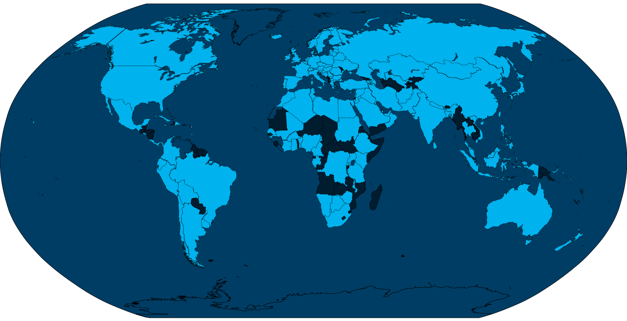 Weltkarte die ISO-Mitgliedschaften verzeichnet